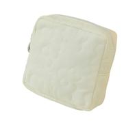 FOVAOK 2 Pcs Polyester Cotton Period Bag Portable Square Flower Design Sanitary Napkin Storage Pouch Storage Bag Woman Girl(White)