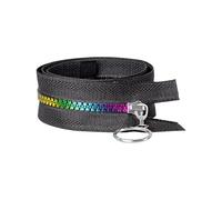 FOVAOK 2PCS 5# Colorful Rainbow Resin Zipper Heart Shape Teeth Close-end Zipper DIY Clothes Down Jacket Backpack Long Zip Repair Accessories(Black,40CM_5#)