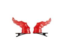 FOVAOK 2PCS Creatively Devil Horn Hairpin for Women Teens Goth Charm Hair Clip Halloween Carnivals Party Hair Clip(Red)