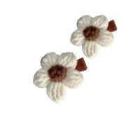 FOVAOK 2Pcs Cute cotton rope braided hairpin Girls flower Hair Clip New Sweet Hairpin Fashion Trend Barrettes Kids Hair Accessories(White 2pcs)