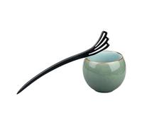 FOVAOK 47 Style Retro Sandalwood Hair Clip Hairpin Chinese Ancient Carved Wooden Chopstick Hair Stick Cosplay Party Headwear Accessories(Feather Fan)