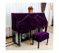 FOVAOK Classical Velvet Upright Piano Cover Dustproof Towel Piano Half Cover Dustproof Cover for Universal Upright Vertical Piano(PURPLE,Bench 76X36CM)