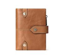 FOVAOK Coin Purse Head Layer Cowhide Unisex Card Holder Genuine Leather Men and Women Short Wallet Small Wallet Coin Purse(Khaki)