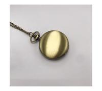 FOVAOK Creative Turntable Digital Display Dial Quartz Pocket Watch Natural Wood/Bamboo Case Pendant Pocket Clock with Chain(Bronze)