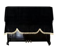 FOVAOK Dust Proof Upright Vertical Gold Velvet Protective Anti Scratch Keyboard Piano Cover Non Slip Practical Home Soft Foldable(Black)