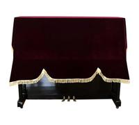 FOVAOK Dust Proof Upright Vertical Gold Velvet Protective Anti Scratch Keyboard Piano Cover Non Slip Practical Home Soft Foldable(Red)