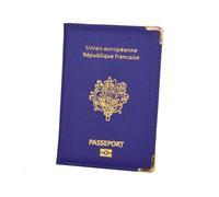FOVAOK France Travel Passport Holder Case Pu Leather Passport Protective Case Fashion French Passport Cover Case Wallet for Men Women(Blue)