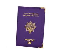 FOVAOK France Travel Passport Holder Case Pu Leather Passport Protective Case Fashion French Passport Cover Case Wallet for Men Women(Purple)