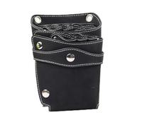 FOVAOK Genuine Leather Barber Hair Scissor Tools Bags Hairdressing Holster Pouch Holder Case Bag with Waist Shoulder Belt(Black)