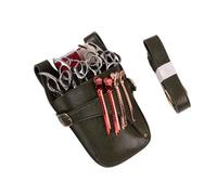 FOVAOK Genuine Leather Hair Scissor Bag Clips Bag Hairdressing Barber Scissor Holster Pouch Holder Case with Waist Shoulder Belt(Green,2PCS)