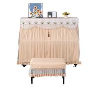 FOVAOK Lace Dustproof Piano Cover Playing The Piano Without Taking The Key Scarf Single and Double Bench Lace Dust Cover(Pink)