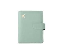 FOVAOK Leather Passport Holder Covers Case Waterproof Travel Credit Card Wallet Cute Passport Book for Women/Men Buckle Passport Cover(A Light Green)