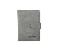 FOVAOK Leather Passport Holder Covers Case Waterproof Travel Credit Card Wallet Cute Passport Book for Women/Men Buckle Passport Cover(B Gray)