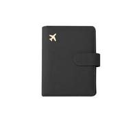 FOVAOK Leather Passport Holder Covers Case Waterproof Travel Credit Card Wallet Cute Passport Book for Women/Men Buckle Passport Cover(A Black)