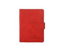 FOVAOK Leather Passport Holder Covers Case Waterproof Travel Credit Card Wallet Cute Passport Book for Women/Men Buckle Passport Cover(B Red)