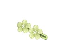 FOVAOK Little Girl Transparent Cherry Blossom Hairpin Blue Pink Lace Clip Female Cute Flower Duckbill Clip Bangs Clip Headdress(Green)