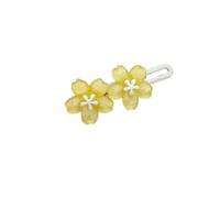 FOVAOK Little Girl Transparent Cherry Blossom Hairpin Blue Pink Lace Clip Female Cute Flower Duckbill Clip Bangs Clip Headdress(Yellow)