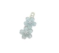 FOVAOK Little Girl Transparent Cherry Blossom Hairpin Blue Pink Lace Clip Female Cute Flower Duckbill Clip Bangs Clip Headdress(Sky blue)