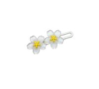 FOVAOK Little Girl Transparent Cherry Blossom Hairpin Blue Pink Lace Clip Female Cute Flower Duckbill Clip Bangs Clip Headdress(White)