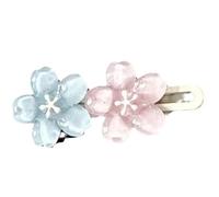 FOVAOK Little Girl Transparent Cherry Blossom Hairpin Blue Pink Lace Clip Female Cute Flower Duckbill Clip Bangs Clip Headdress(Multicolor)