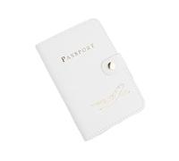 FOVAOK Multifunction PU Leather Passport Cover Card Case Travel Accessories Passport Clip Wallet Passport Holder Ticket Holder Female(White)