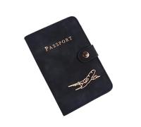 FOVAOK Multifunction PU Leather Passport Cover Card Case Travel Accessories Passport Clip Wallet Passport Holder Ticket Holder Female(Black)