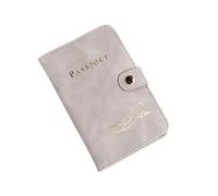 FOVAOK Multifunction PU Leather Passport Cover Card Case Travel Accessories Passport Clip Wallet Passport Holder Ticket Holder Female(Grey)