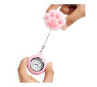 FOVAOK Nurse Fob Watches Stretchable Cartoon Hanging Watch Retractable Clip Pocket Watch Doctors Medical Students Gift Clocks(Pink)
