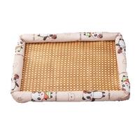 FOVAOK Pet summer mat dog cooling sofa breathable pad moistureproof Rattan wear cat mat(Beige panda,XXL)