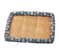 FOVAOK Pet summer mat dog cooling sofa breathable pad moistureproof Rattan wear cat mat(Blue cat,XXL)