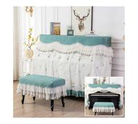 FOVAOK Piano Cover With Bench Cover Fabric Lace Embroidery Children's Princess Piano Dust Cloth Upright Keyboard Dust Bench Cover(Green,148-153cm78x38cm)