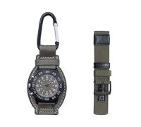 FOVAOK Pocket Watch Backpack Outdoor Leather Hanger Quartz Watch Clip On Analog Display Clock for Walking and Camping Trendy(Green Leather)