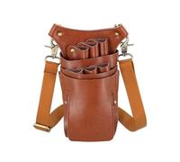 FOVAOK Professional 6 Pocket Cowhide Hair Scissors Bag Hair Scissors Storage Holder Hairdressing Shears Holder Bag Barber Salon Tool(Coffee,1PCS)