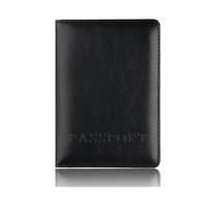 FOVAOK PU Leather Passport Covers Travel Accessories ID Bank Credit Card Bag Men Women Passport Fashion Leather Passport Holder(Black)