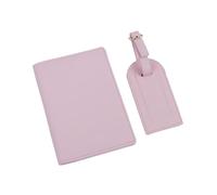 FOVAOK PU Leather Passport Holder Luggage Tag Passport Cover Gift Box Set Travel Accessorries(Pink)