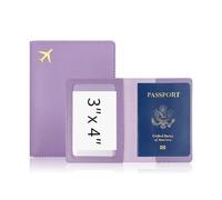 FOVAOK PU Leather Travel Passport Protective Case Thickened Passport Holder Case(Purple)