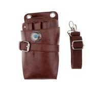 FOVAOK Real Leather Scissor Holster Belt Pouch for Hairdressers Hair Stylist Barber Scissors Shear Hairdressing Waist Holder(Dark Coffee,1PCS)
