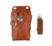 FOVAOK Real Leather Scissor Holster Belt Pouch for Hairdressers Hair Stylist Barber Scissors Shear Hairdressing Waist Holder(Brown,2PCS)