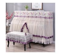 FOVAOK Simple Upright Piano Cover Stool Cover Half Dust-Proof Covers Keyboard Cloth Piano Furniture Protective Cover(Purple,Double bench)