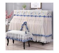 FOVAOK Simple Upright Piano Cover Stool Cover Half Dust-Proof Covers Keyboard Cloth Piano Furniture Protective Cover(Blue,Single bench)