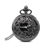FOVAOK Steampunk Copper Vintage Hollow Gear Hollow Quartz Pocket Watch Necklace Pendant Clock Chain Men Women with Chain Gifts