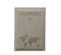 FOVAOK The World Map Passport Cover Hot Stamping Simple Plane Women Men Travel Passport Case Holder Fashion Wedding Gift(A Gray)