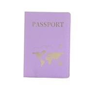 FOVAOK The World Map Passport Cover Hot Stamping Simple Plane Women Men Travel Passport Case Holder Fashion Wedding Gift(B Purple)