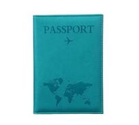 FOVAOK The World Map Passport Cover Hot Stamping Simple Plane Women Men Travel Passport Case Holder Fashion Wedding Gift(A Sky Blue)
