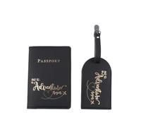 FOVAOK Travel Passport Cover Pu Leather Letter Print Luggage Tag Suitcase Id Address Holder Baggage Boarding Tag Label(B)