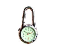 FOVAOK Unisex Climbing Carabiner Clip Quartz Pocket Watches Keychain Hanging Luminous Clock for Women Mens Nurse Doctor Students Gifts(Silver)