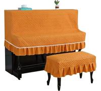 FOVAOK Upright Half Piano Cover Light Piano Dustproofing Cover Soft High-Grade Fabric Upright Piano Cover Protector with Chair Cover(03,Double Chair Cover)