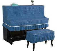 FOVAOK Upright Half Piano Cover Light Piano Dustproofing Cover Soft High-Grade Fabric Upright Piano Cover Protector with Chair Cover(05,Double Chair Cover)