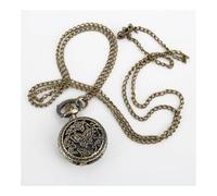 FOVAOK Vintage Pocket Small Watch Steampunk Quartz Watch with Chain Hollow Heart Cover Necklace Bronze Color Alloy Clock Men Gift(Butterfly)