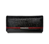 FOVAOK Women's Wallet Genuine Leather Female Designer Wallet Luxury Brand Women ID Card Holder Coin Purses Lady Money Bag Clutch Purse(Black)